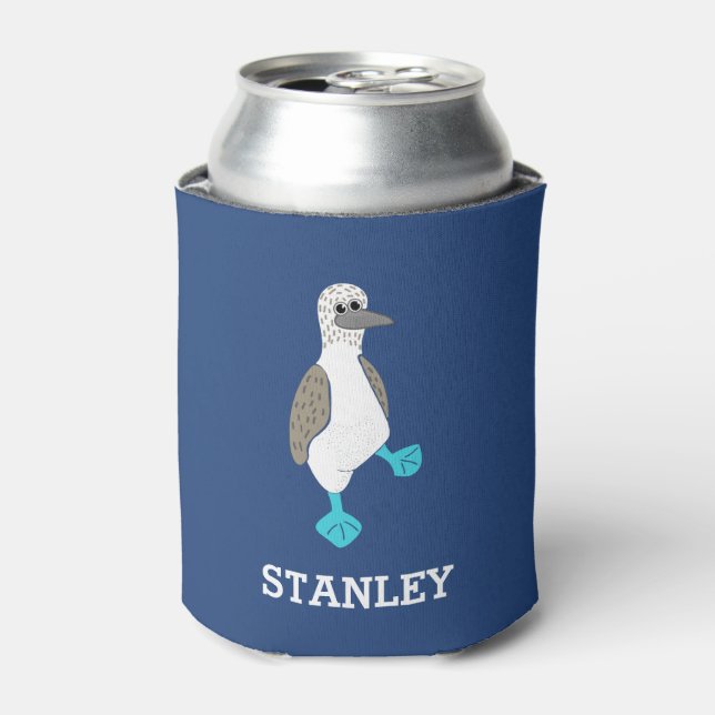 Personalized Cartoon Blue-Footed Booby Bird Can Cooler (Can Front)