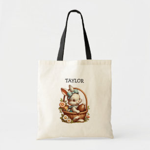 Personalized Cartoon Easter Bunny Tote Bag