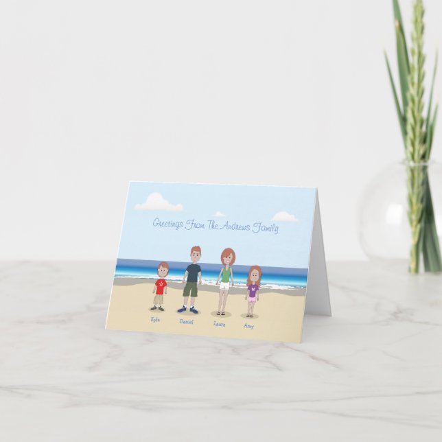 Personalized Cartoon Family Note Card (Front)