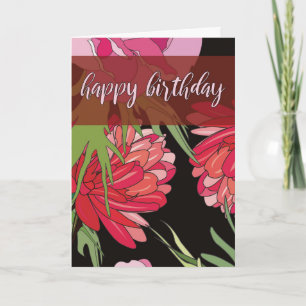 Personalized Cartoon Flowers Birthday Card