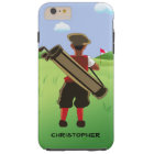 Personalized cartoon golfer on golf course