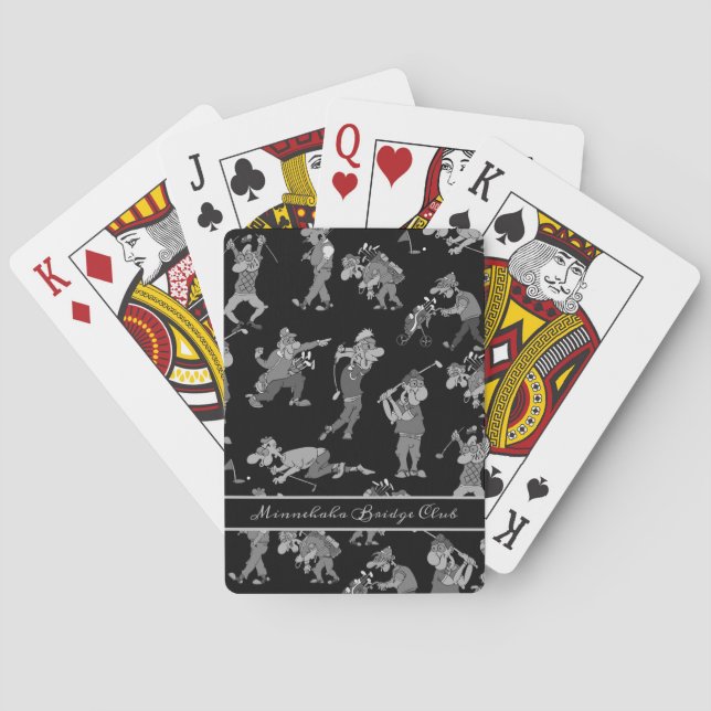 Personalized Cartoon Golfers Playing Cards (Back)