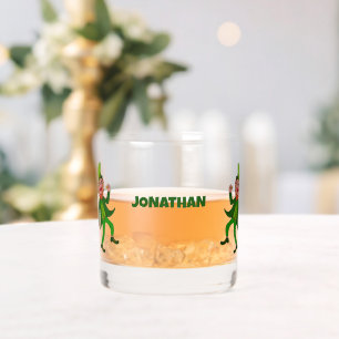 Personalized Cartoon Leprechaun St. Patrick's Day Whiskey Glass