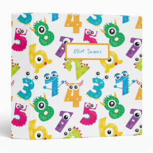 Personalized Cartoon Monster Numbers Pattern Math Binder