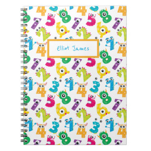 Personalized Cartoon Monster Numbers Pattern Math Notebook