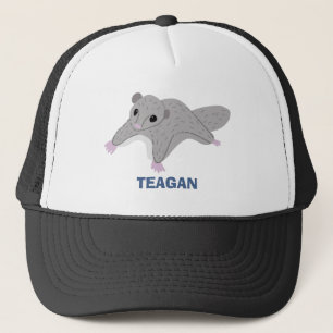 Personalized Cartoon Sugar Glider Grey and Blue Trucker Hat