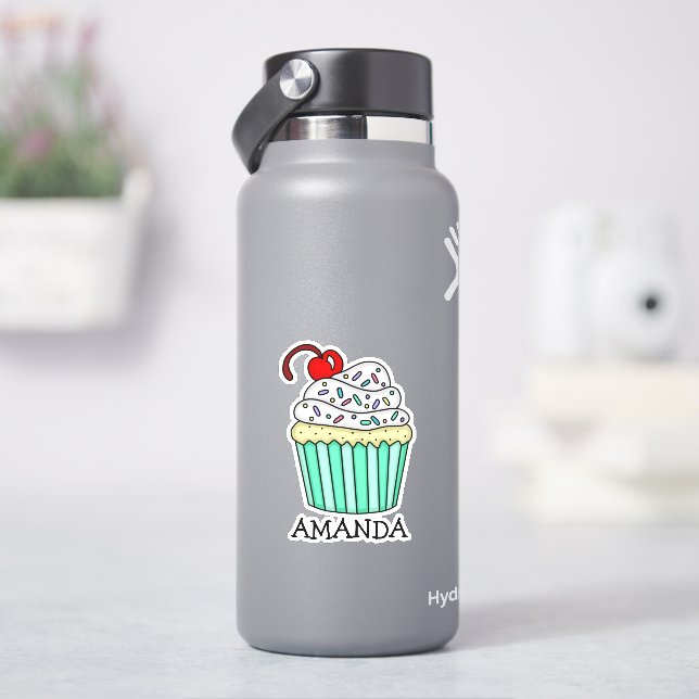 Personalized Cartoon Vanilla Cupcake and Name (HydroFlask)