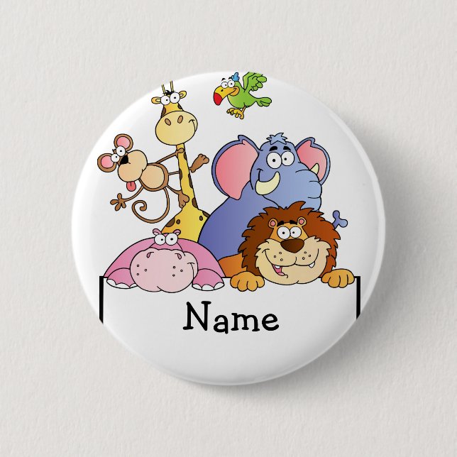 Personalized cartoon ZOO animals ARK 2 Inch Round Button (Front)