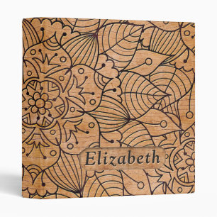 Personalized Carved Wood Floral Mandala Binder