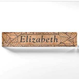 Personalized Carved Wood Floral Mandala Nameplate