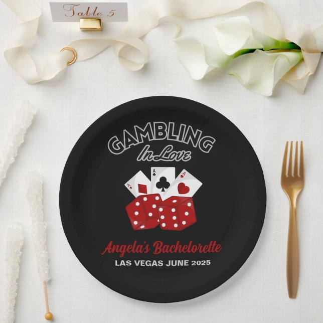 Personalized Casino Las Vegas Bachelorette Party Paper Plate (Wedding)