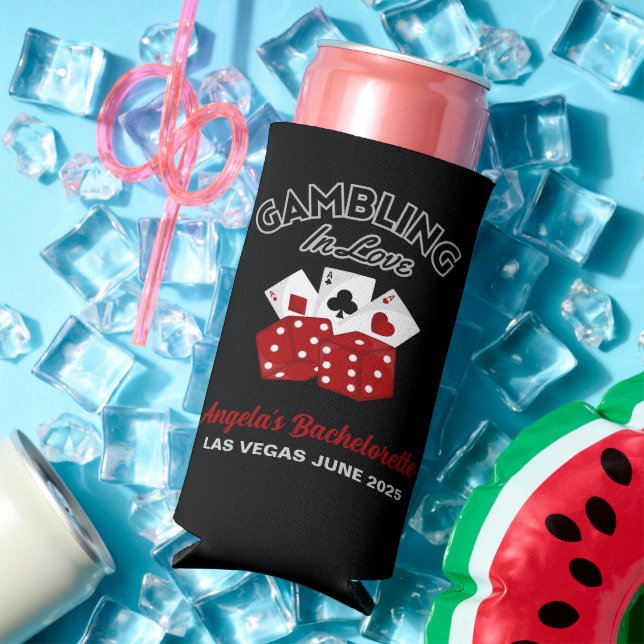 Personalized Casino Las Vegas Bachelorette Party Seltzer Can Cooler (In Situ Summer)