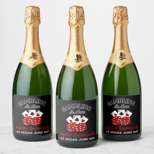 Personalized Casino Las Vegas Bachelorette Party Sparkling Wine Label (Bottles)