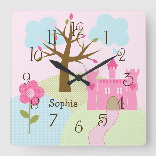 Personalized Castle/Dreams Come True Nursery Clock (Front)