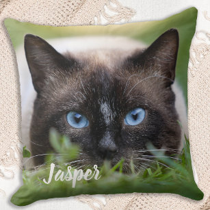 Personalized Cat 2 Pet Photo Throw Pillow