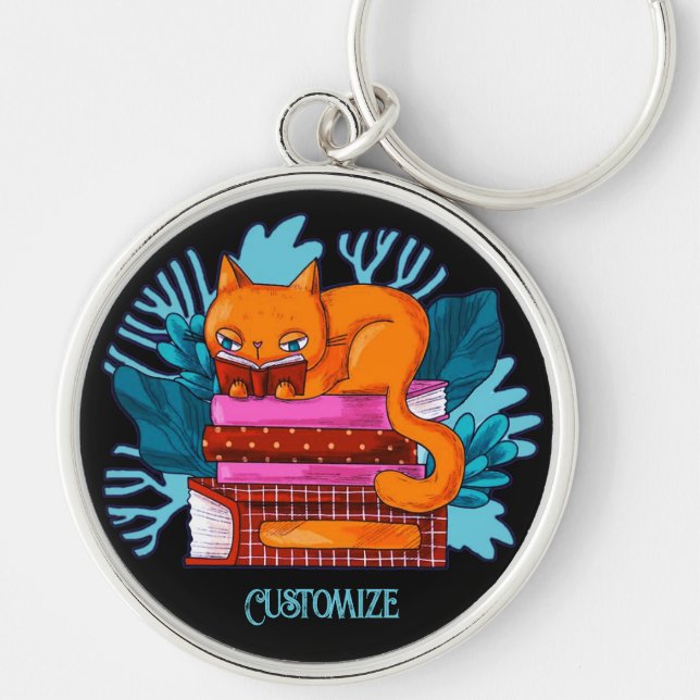 Personalized Cat Approved Books Keychain (Front)