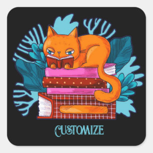 Personalized Cat Approved Books Square Sticker