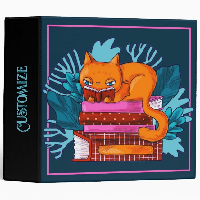 Personalized Cat Approved Books Teal Binder (Front/Spine)