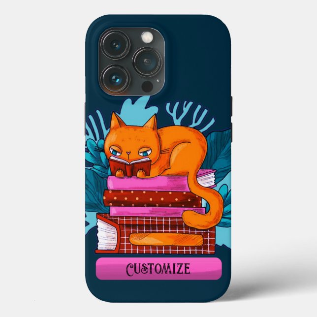 Personalized Cat Approved Books Teal Case-Mate iPhone Case (Back)