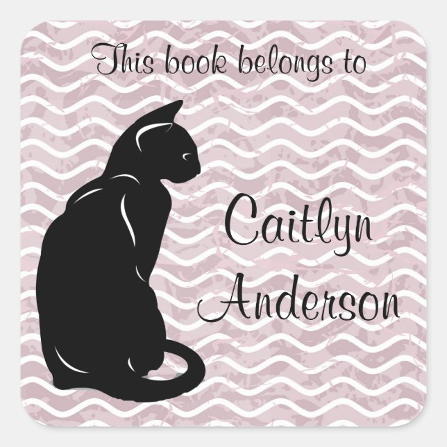 Personalized Cat Bookplate Sticker (Front)