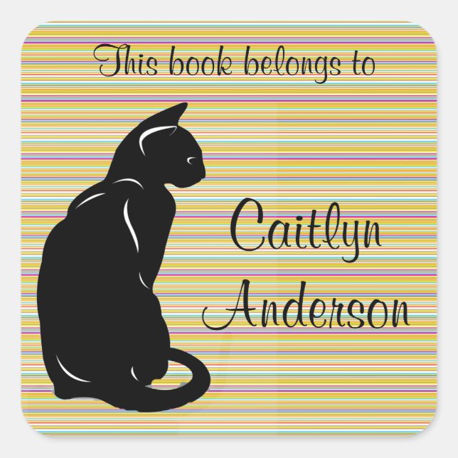 Personalized Cat Bookplate Sticker (Front)