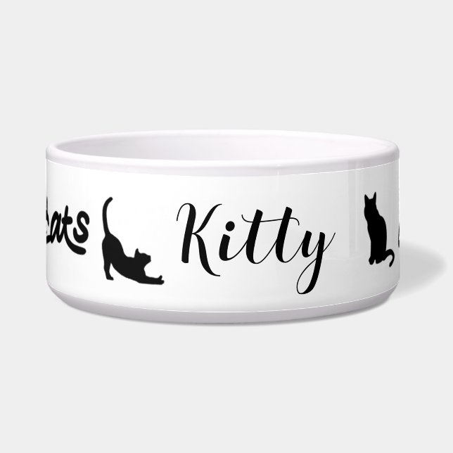 Personalized Cat Bowl - Custom Name Ceramic Dishwa (Front)
