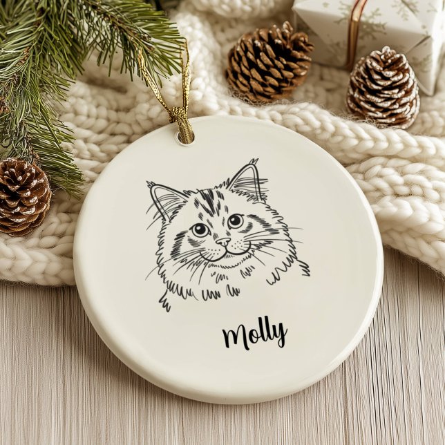 Personalized Cat Christmas Ceramic Ornament (Creator Uploaded)