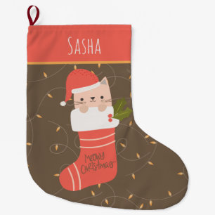 Personalized Cat Christmas  Large Christmas Stocking