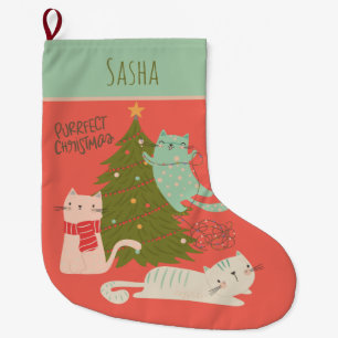 Personalized Cat Christmas  Large Christmas Stocking