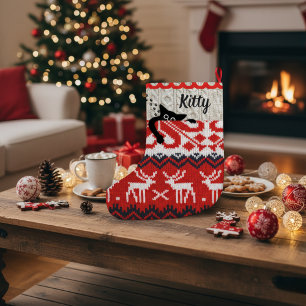 Personalized Cat Christmas Stocking Custom Name