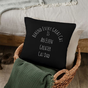 Personalized Cat Dad Father's Day White And Black Throw Pillow