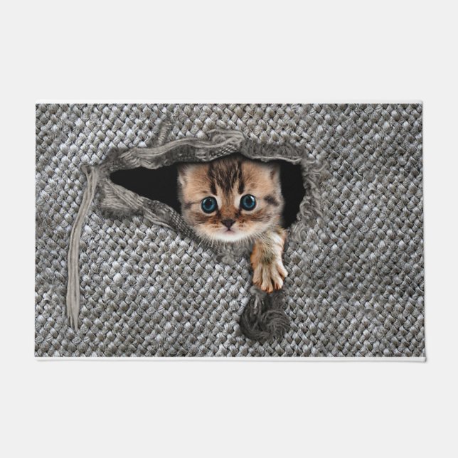 Personalized Cat Doormat, Cat Welcome Doormat (Front)