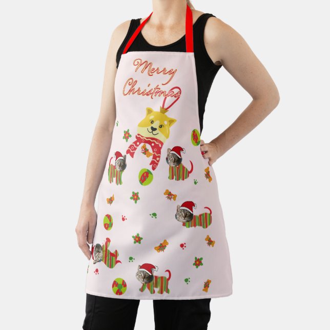 Personalized Cat Face Christmas Apron (Insitu)