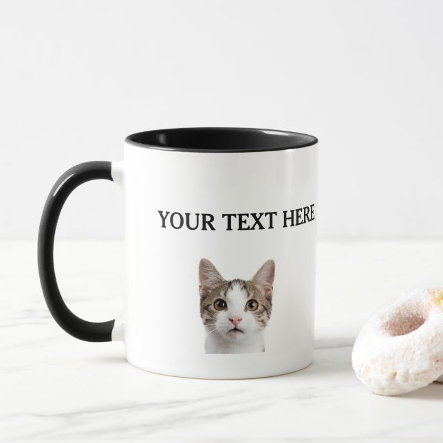 Personalized Cat Face Name Pet Lover Owner Mug (With Donut)