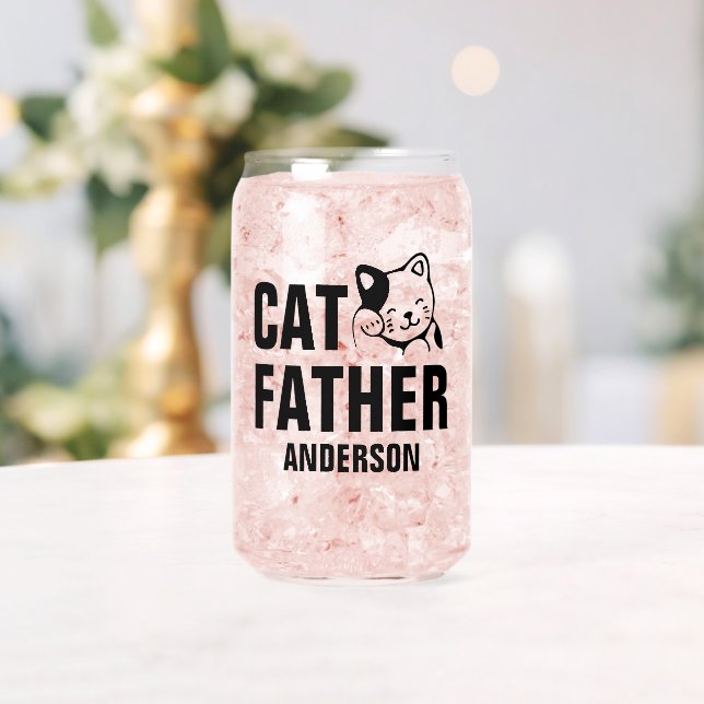 Personalized Cat Father Name Can Glass (Insitu (Wedding))