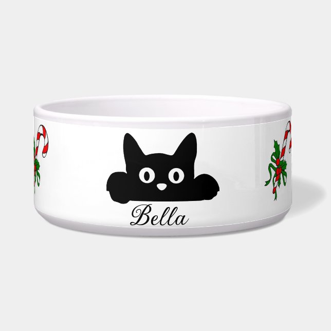 Personalized Cat Food Bowl, Custom Name Cat Gift (Front)