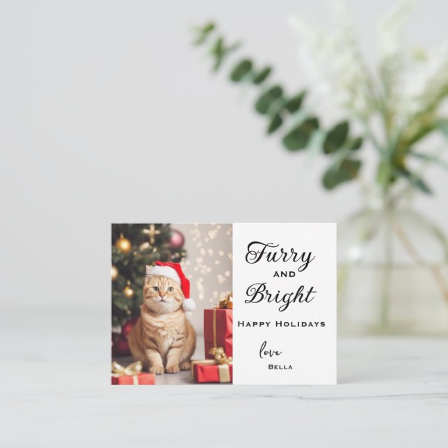 Personalized Cat Holiday Cards, Pet Christmas Card (Standing Front)
