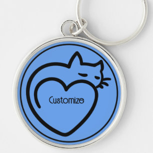 Personalized Cat Love Black Logo Keychain