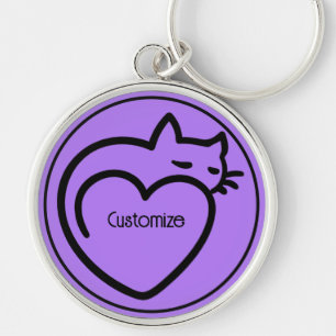 Personalized Cat Love Black Logo Keychain
