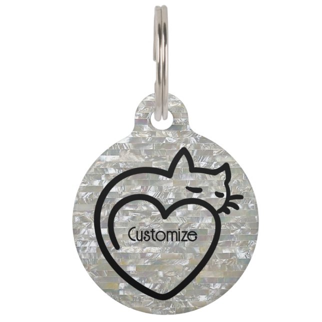 Personalized Cat Love Black Logo Pet Tag (Front)