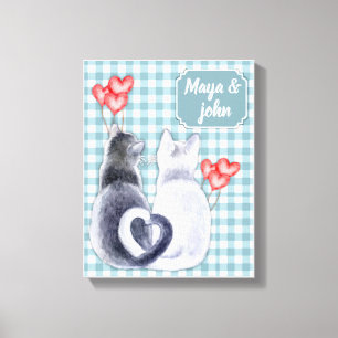 Personalized Cat Love Stretched Canvas Print