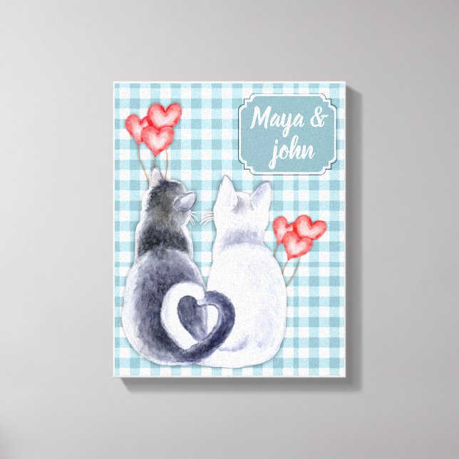 Personalized Cat Love Stretched Canvas Print (Front)
