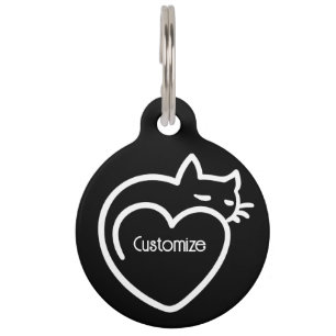 Personalized Cat Love White Logo  Pet Tag