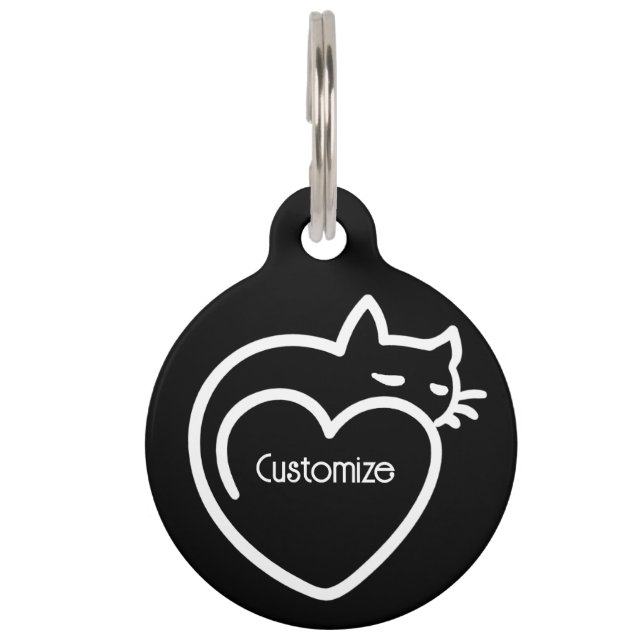 Personalized Cat Love White Logo  Pet Tag (Front)