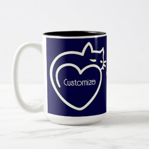 Personalized Cat Love White Logo  Two-Tone Coffee Mug