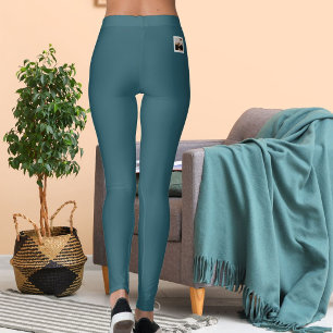Personalized Cat Lover Pet Mom Dark Teal Neutral Leggings