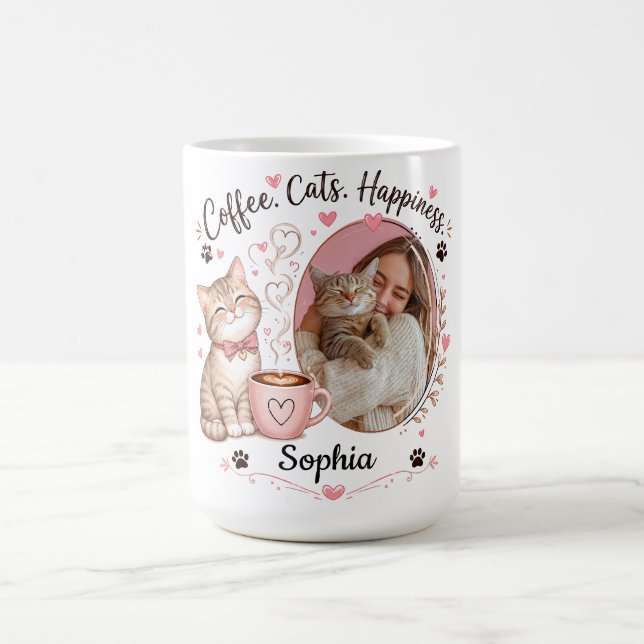 Personalized Cat Lover Photo & Name Coffee Mug (Center)