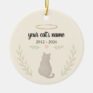 Personalized Cat Memorial Ornament – Name & Dates