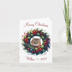 Personalized Cat Merry Christmas Greeting Card