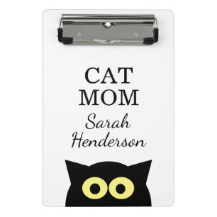 Personalized cat mom clipboad with cute kitty art mini clipboard